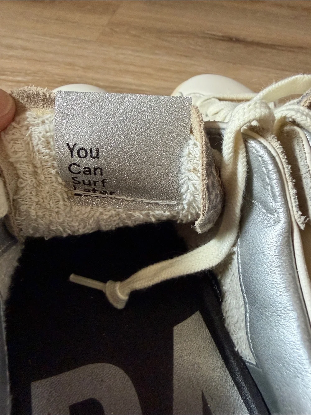P448 Cream Low-Top Leather Sneakers for Women